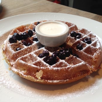 The Table - Hot-Iron Waffle with Blueberries and Cream - British Near Me - London, XGL The Table - Hot-Iron Waffle with Blueberries and Cream - British Near Me - London, XGL