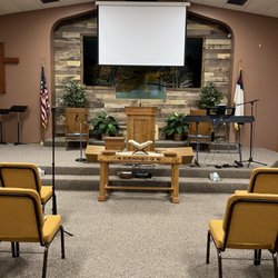 Fellowship Baptist Church - Pulpit and stage area at Fellowship Baptist Church sanctuary
