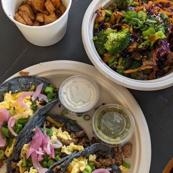 Green Tomato Grill - Breakfast potatoes, breakfast tacos, teriyaki bowl (+ salsa and chipotle ranch) - New American Near Me - Brea, California Green Tomato Grill - Breakfast potatoes, breakfast tacos, teriyaki bowl (+ salsa and chipotle ranch) - New American Near Me - Brea, California