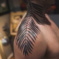 Frenchy's Tattoos - Coco palm neck and shoulder tattoo