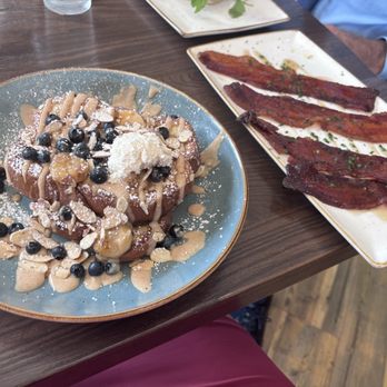 First Watch - Banana brittle French toast and million dollar bacon - Breakfast & Brunch Near Me - Melbourne, Florida First Watch - Banana brittle French toast and million dollar bacon - Breakfast & Brunch Near Me - Melbourne, Florida