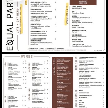 Equal Parts - menu - New American Near Me - San Francisco, California Equal Parts - menu - New American Near Me - San Francisco, California