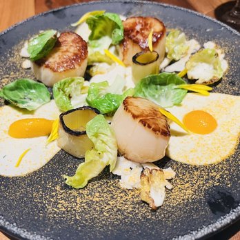 The Alden - Scallops w/ kumquat, leeks, cauliflower & brussel - New American Near Me - Chamblee, Georgia