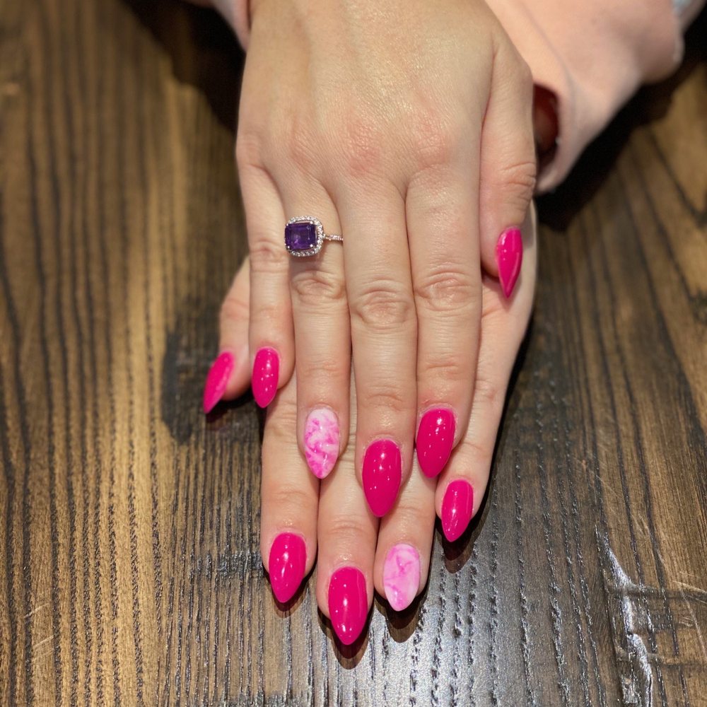 Nu Nails - LOVE my hot pink marble/tie-dye nails! - Waxing Near Me - Scottsdale, Arizona Nu Nails - LOVE my hot pink marble/tie-dye nails! - Waxing Near Me - Scottsdale, Arizona