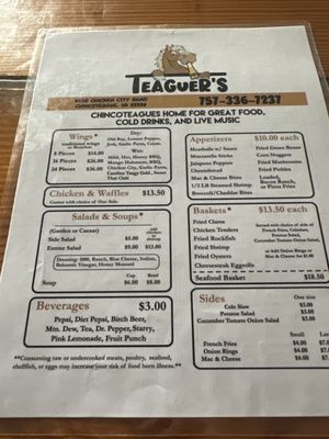 Menu photo 2 Teaguer's Pub and Restaurant Chincoteague, VA