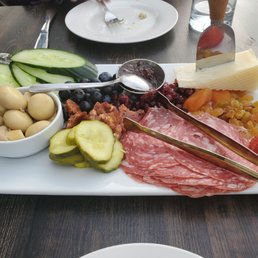 Sweet sopressata and manchago cheese plate.