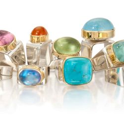 Unique Boutique - Assorted Cabochon Gemstone Square Rings