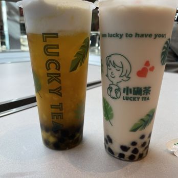 Lucky Tea - F2. Mango Creama and B1. Jasmine Green Milk Tea with boba - Coffee & Tea Near Me - Santa Clara, California Lucky Tea - F2. Mango Creama and B1. Jasmine Green Milk Tea with boba - Coffee & Tea Near Me - Santa Clara, California