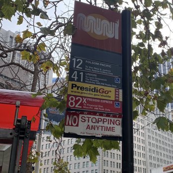 Presidio Go Shuttle - The bus stop is on Drumm Street and is just outside the Hyatt Regency. Look for the PresidiGo sticker on the MUNI flag pole. {10/22/2022} - Public Transportation Near Me - San Francisco, California