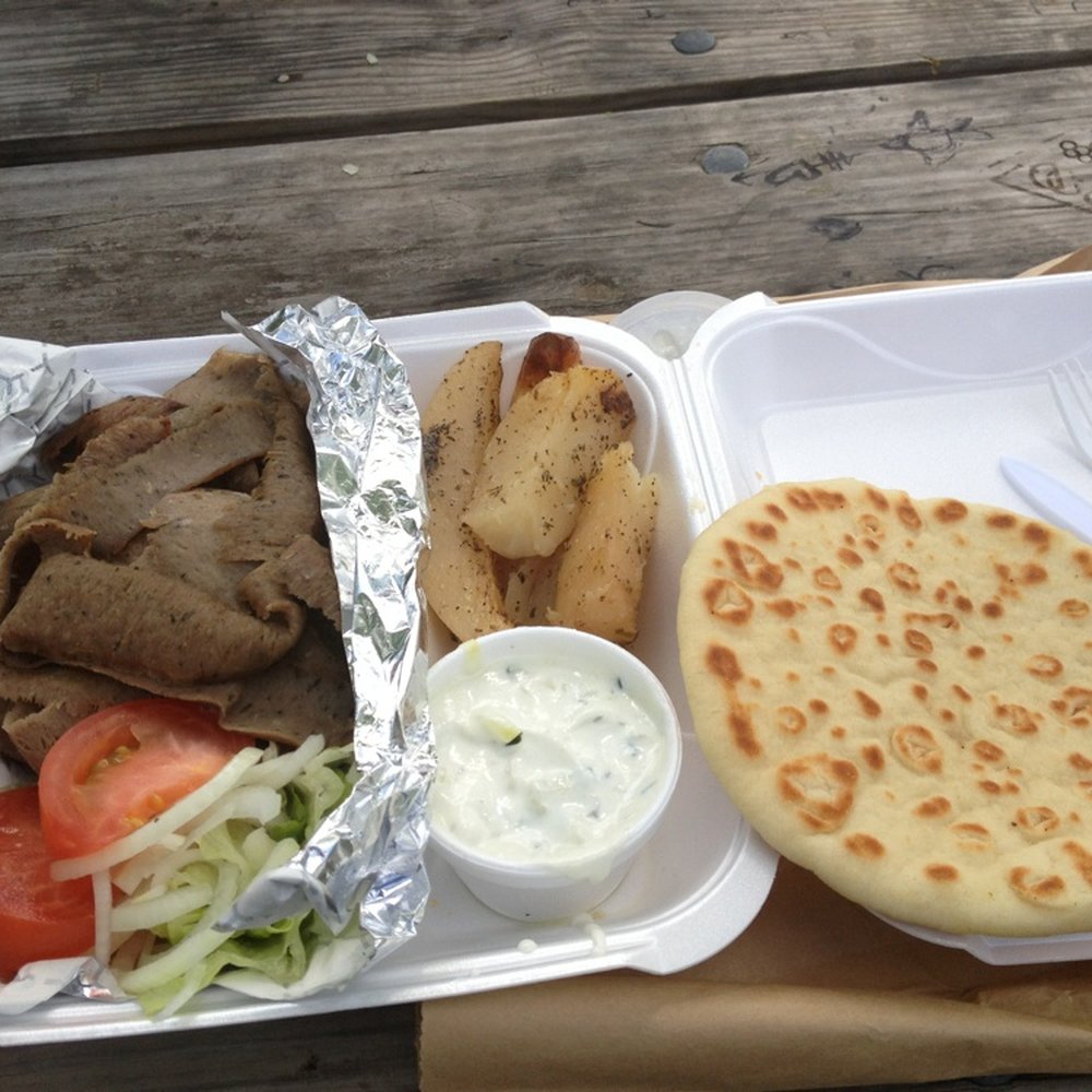 Evan's Place - Gyro platter takeout with Greek potatoes instead of fries. - Fast Food Near Me - Des Plaines, Illinois Evan's Place - Gyro platter takeout with Greek potatoes instead of fries. - Fast Food Near Me - Des Plaines, Illinois