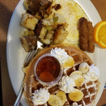 Old Town Waffles - These pecan banana waffles are the business! - New American Near Me - Clovis, California