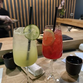 Sugo Hand Roll Bar - Golden Green (non-alc) and Yuzu Spritz - Sushi Bars Near Me - Seattle, Washington