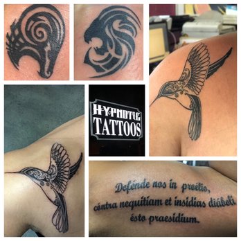 Hypnotic Inks Tattoos - tribal ram (aries) + tribal lion (leo) + tribal hummingbird on mother&daughter + script of Archangel Michael's prayer -3/9/19 - Tattoo Near Me - Las Vegas, Nevada
