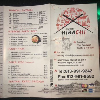 Hibachi Japanese Express - Menu 11/2019 - Japanese Near Me - Wesley Chapel, Florida