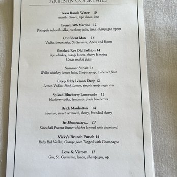 Restaurant506 - Cocktail menu - New American Near Me - Arlington, Texas