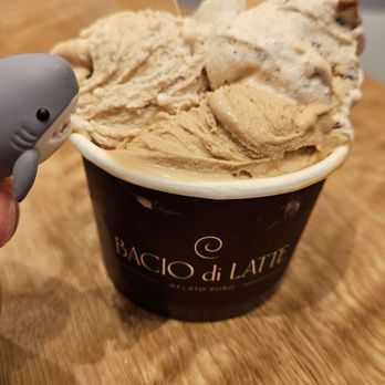 Bacio di Latte - Regular cup with crema torino, peanut butter caramel chocolate, and caffè and caramellate - Gelato Near Me - Calabasas, California Bacio di Latte - Regular cup with crema torino, peanut butter caramel chocolate, and caffè and caramellate - Gelato Near Me - Calabasas, California