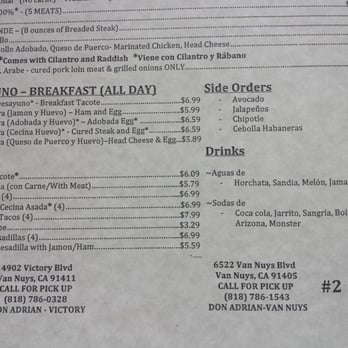 Cemitas Poblanas Don Adrian - 2nd Half of the menu as of 5-5-2015 - Mexican Near Me - Van Nuys, California Cemitas Poblanas Don Adrian - 2nd Half of the menu as of 5-5-2015 - Mexican Near Me - Van Nuys, California