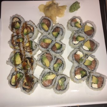 Avana Sushi - Left to right: Eel Avocado, Salmon Avocado Cucumber, Philly Maki - Japanese Near Me - Boston, Massachusetts