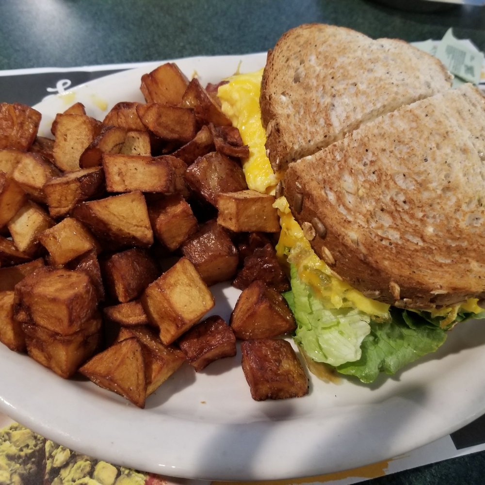 Metro Diner - Breakfast board special omelet cheddar bacon avocado lettuce tomato mayo on 12 grain bread - Diners Near Me - Newark, Delaware Metro Diner - Breakfast board special omelet cheddar bacon avocado lettuce tomato mayo on 12 grain bread - Diners Near Me - Newark, Delaware