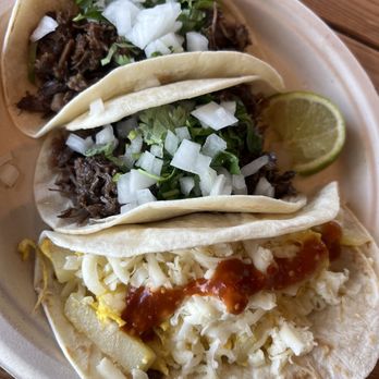 El Tacorrido - Barbacoa and egg potato cheese tacos - Mexican Near Me - Austin, Texas