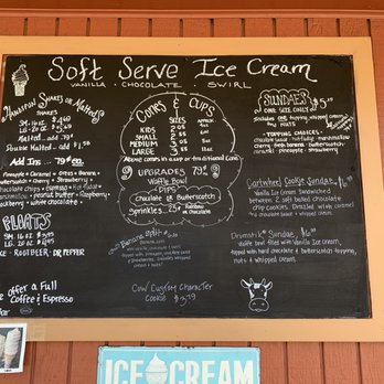 The Cow An Eatery - Ice cream menu - Diners Near Me - Morrison, Colorado