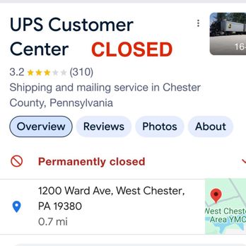 UPS Customer Center - No warning at all - Shipping Centers Near Me - West Chester, Pennsylvania UPS Customer Center - No warning at all - Shipping Centers Near Me - West Chester, Pennsylvania