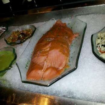 Fogo de Chão - Salad Bar -Smoked Salmon on the salad bar- sun-dried tomatos- heart of palm- fresh parmesan- sauteed mushrooms - Brazilian Near Me - Austin, Texas