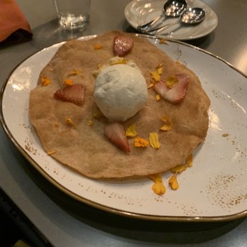 Descanso - Bunuelo with ice cream. Light and delicious dish - Mexican Near Me - Costa Mesa, California Descanso - Bunuelo with ice cream. Light and delicious dish - Mexican Near Me - Costa Mesa, California