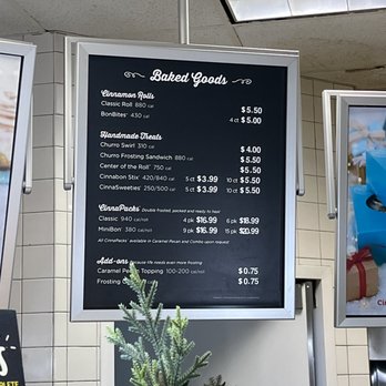 Cinnabon - a menu for a restaurant - Bakeries Near Me - Escondido, California