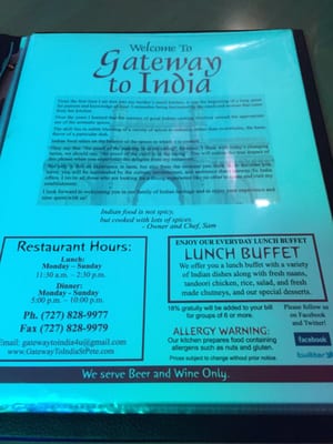 Menu photo 8 Gateway To India St. Petersburg, FL