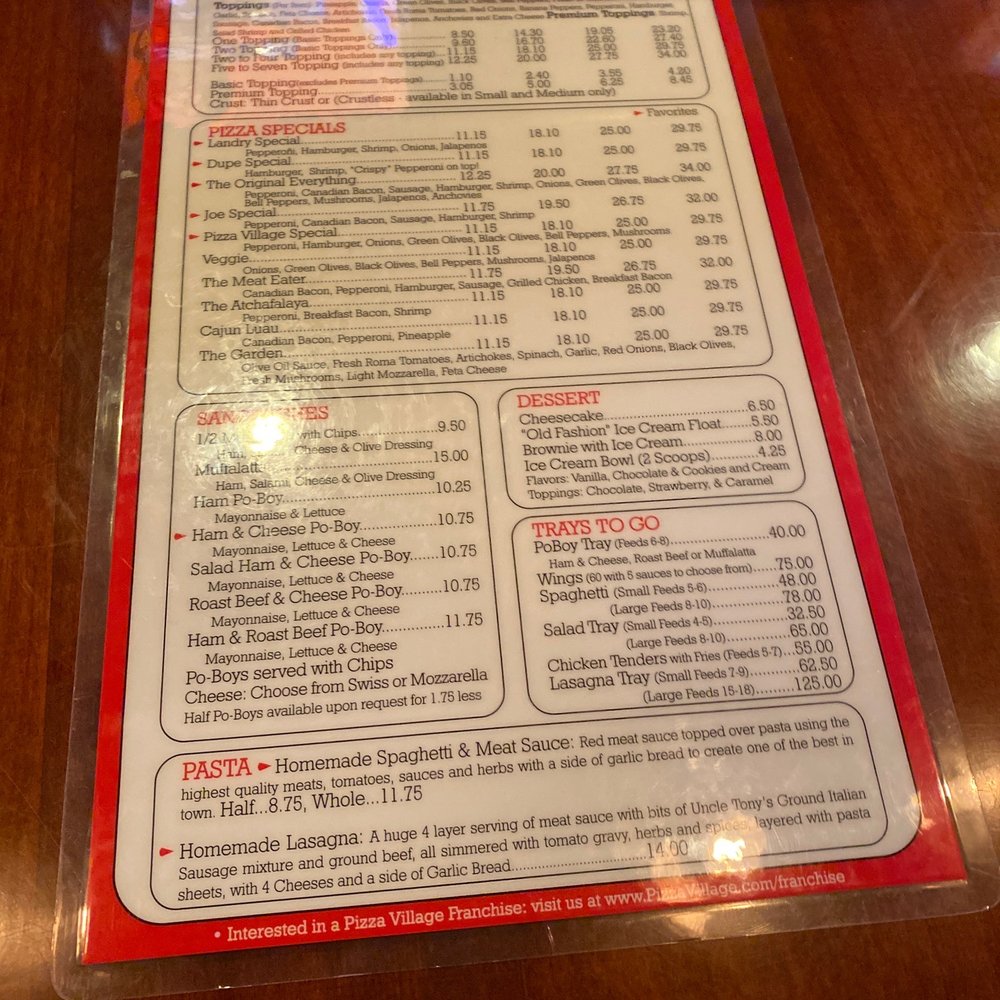 Pizza Village - Menu options. - Pizza Near Me - Lafayette, Louisiana Pizza Village - Menu options. - Pizza Near Me - Lafayette, Louisiana