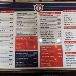 Lone Star Taco - The menu