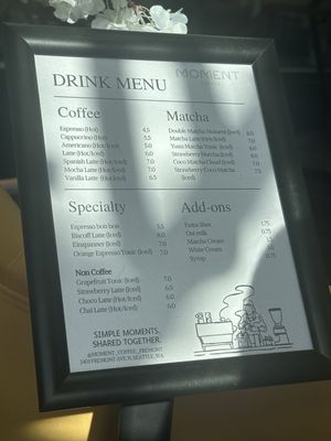 Menu photo 1 Moment Coffee Seattle, WA Menu photo 1 Moment Coffee Seattle, WA