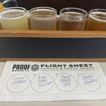 Proof Brewing Company - Flight of girly beers - Breweries Near Me - Tallahassee, Florida
