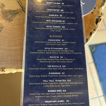 Desert Door - Cocktail Menu - Distilleries Near Me - Driftwood, Texas Desert Door - Cocktail Menu - Distilleries Near Me - Driftwood, Texas