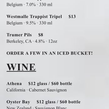 The Phoenix - Wine Menu - Lounges Near Me - Los Angeles, California