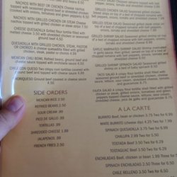 El Vallarta Mexican Restaurant - Menu