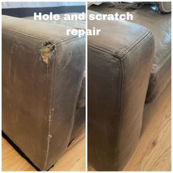 Fibrenew - Chicago - Leather sofa arm repair.