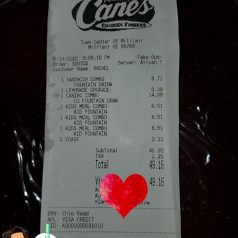Raising Cane's Chicken Fingers - Opening night.  Walked in to avoid crazy drive thru line. - Chicken Shop Near Me - Mililani, Hawaii