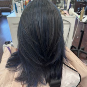 Hair Salon 22 - Aug. 2025: blue with ashy black/brown tones - Hair Salons Near Me - San Jose, California