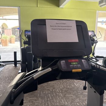 Anytime Fitness - Broken treadmill with a sign and no effective date. - Gyms Near Me - Livermore, California Anytime Fitness - Broken treadmill with a sign and no effective date. - Gyms Near Me - Livermore, California