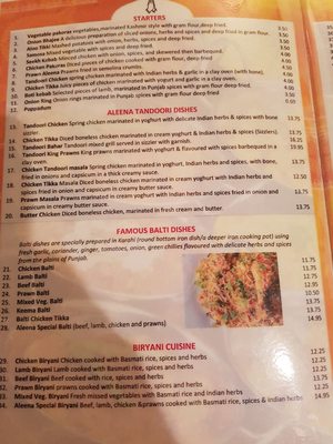 Menu photo 3 Aleena Indian Dublin, D Menu photo 3 Aleena Indian Dublin, D
