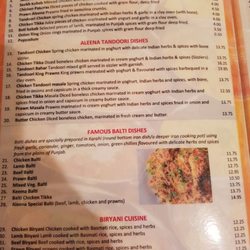 Aleena Indian - Menu Page1