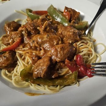 La Luna Italian Bistro - a plate of spaghetti with meat and peppers - Italian Near Me - Boca Raton, Florida