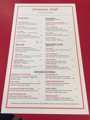 Menu photo 8 Crimson Cafe Saint Joseph, MI