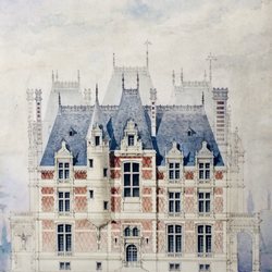 Antique Authie - Dessin d'architecte de maisons Amienoises vers 1900