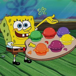 spongebob holding a tray of ice cream spongebob holding a tray of ice cream