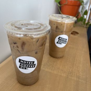 Notes Coffee - Iced Honey Cinnamon Oatmilk Latte & Iced Dirty Chai w/Oatmilk - Coffee & Tea Near Me - Pawtucket, Rhode Island