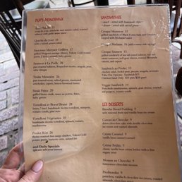 Dinner menu Dinner menu