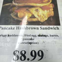 The Getaway Cafe - Pancake hashbrown sandwich.